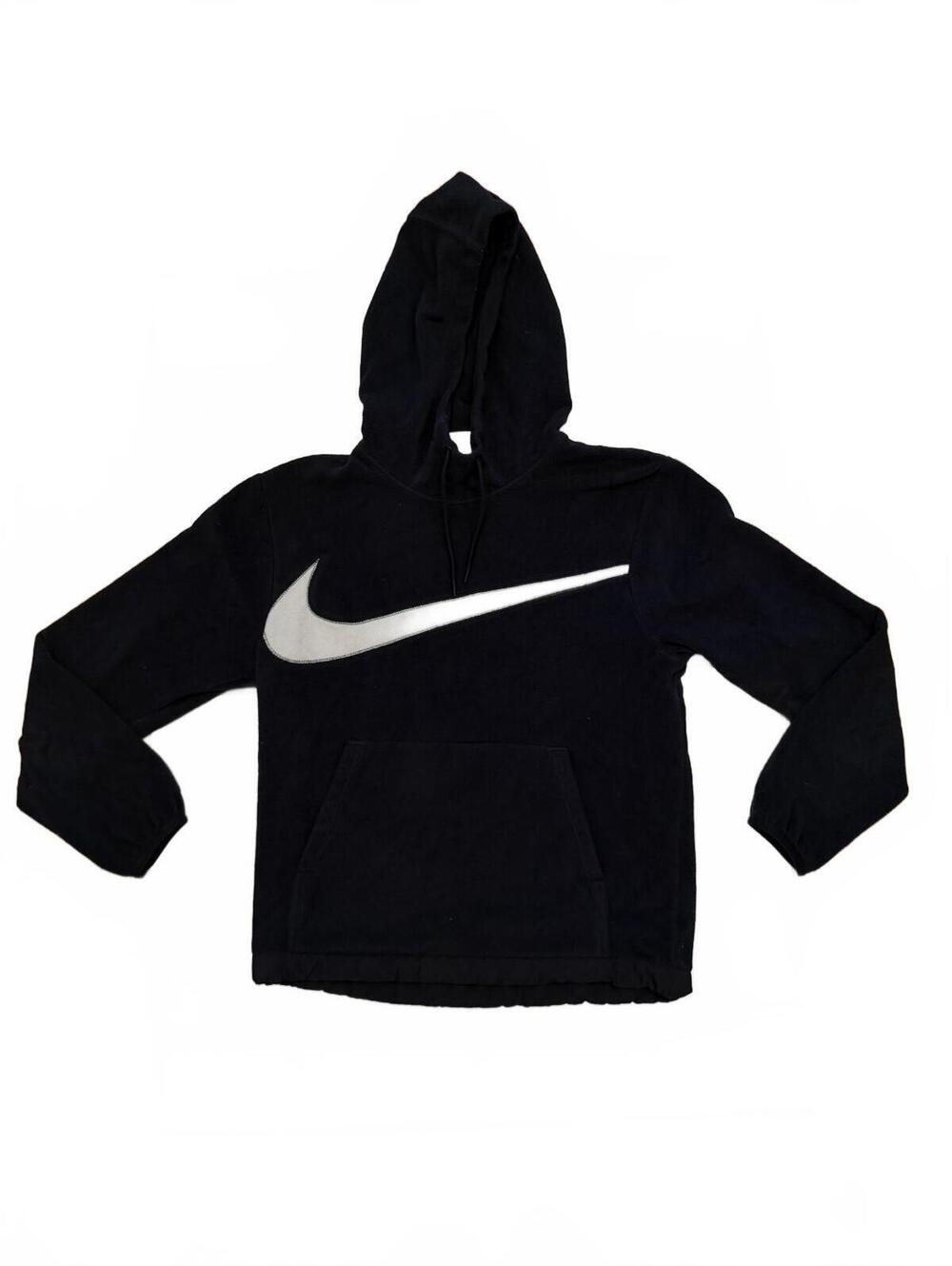 Nike Big Swoosh Polar Fleece Pullover Hoodie Black / White Men's Small